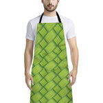Green Bamboo Print Bib Apron With Pocket