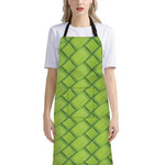Green Bamboo Print Bib Apron With Pocket