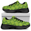 Green Bamboo Print Black Chunky Shoes