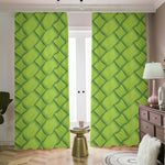 Green Bamboo Print Blackout Pencil Pleat Curtains