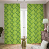 Green Bamboo Print Blackout Pencil Pleat Curtains