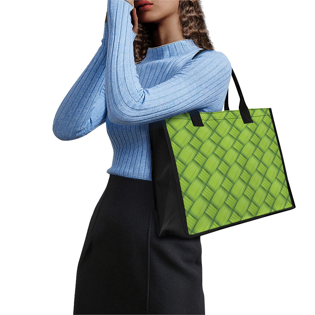 Green Bamboo Print Canvas Tote Bag