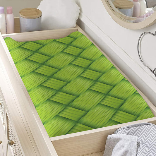 Green Bamboo Print Changing Pad Cover