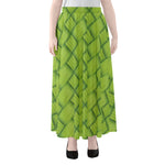 Green Bamboo Print Chiffon Maxi Skirt