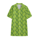 Green Bamboo Print Cotton Hawaiian Shirt