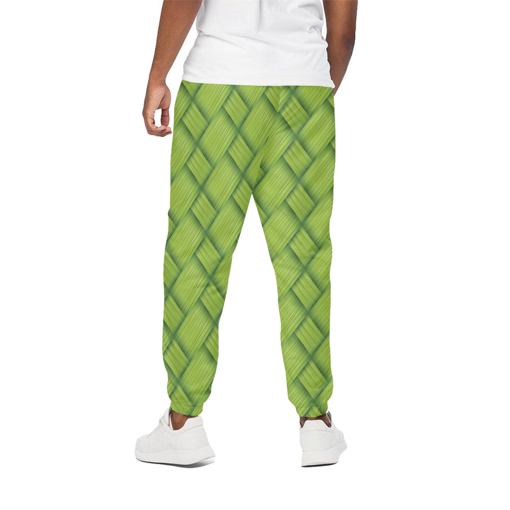 Green Bamboo Print Cotton Pants