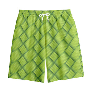 Green Bamboo Print Cotton Shorts