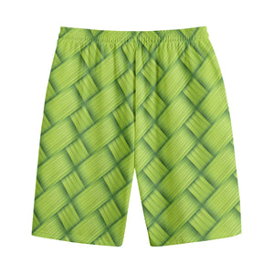 Green Bamboo Print Cotton Shorts