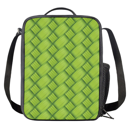 Green Bamboo Print Crossbody Lunch Bag
