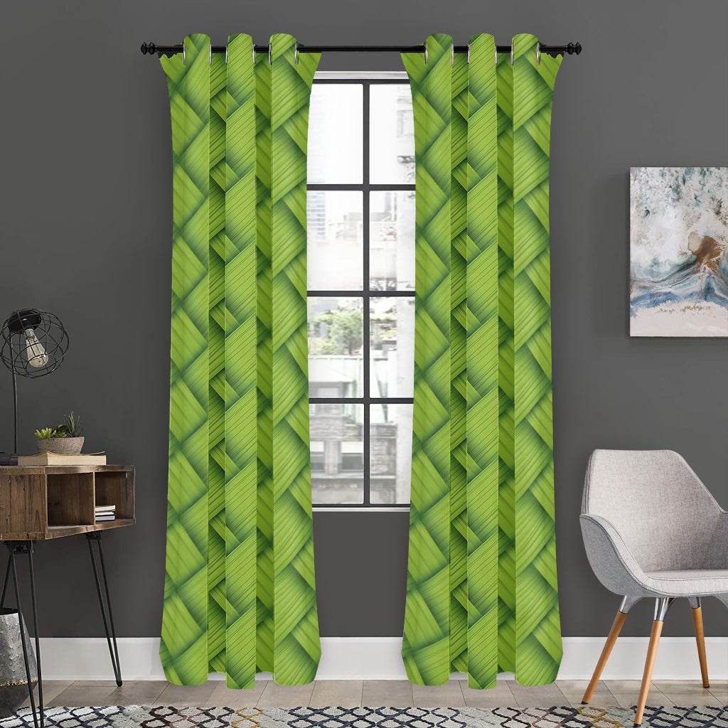 Green Bamboo Print Curtain