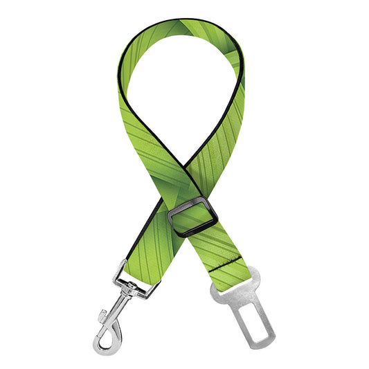 Green Bamboo Print Dog Seat Belt