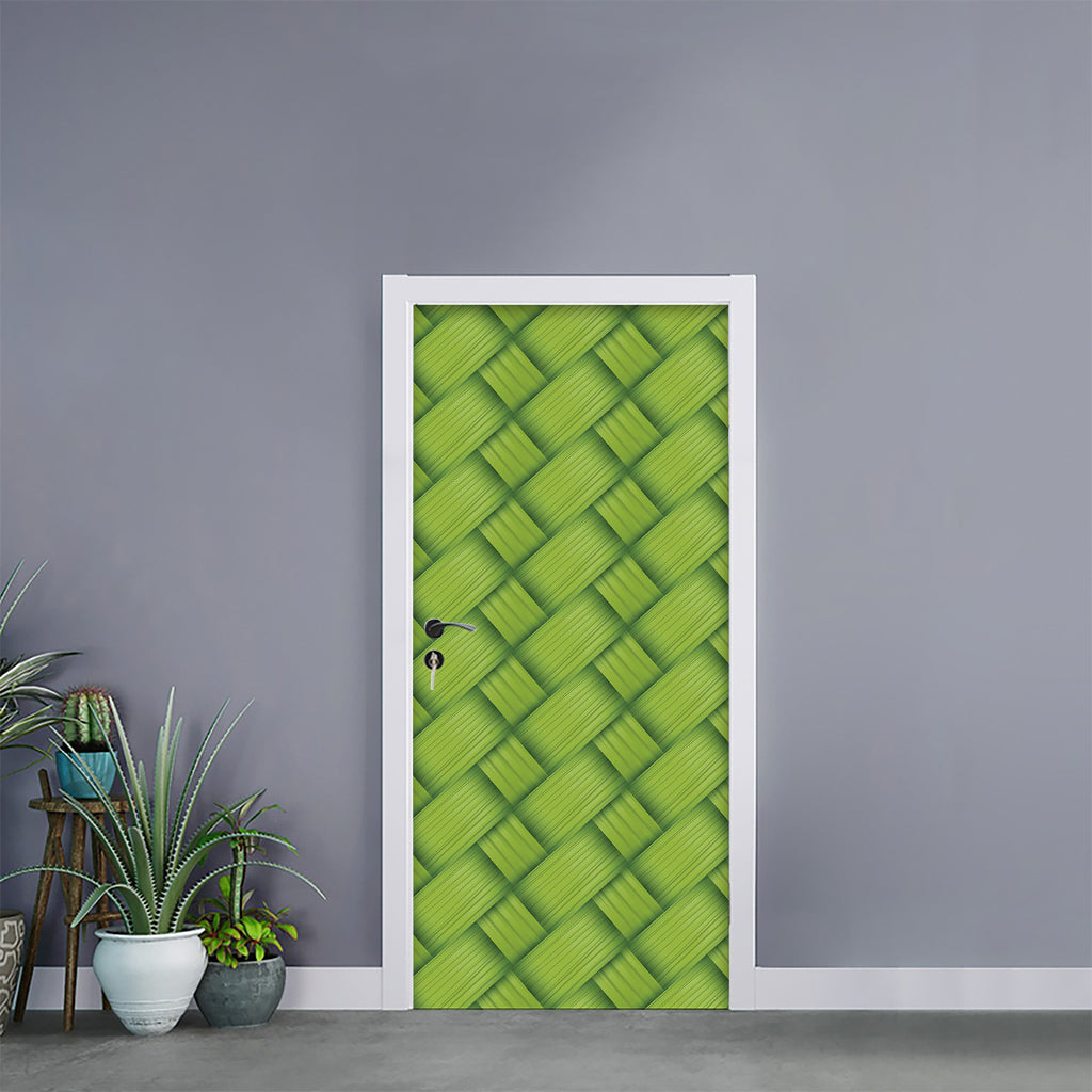 Green Bamboo Print Door Sticker