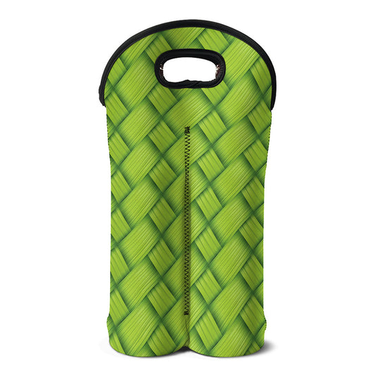 Green Bamboo Print Double Neoprene Wine Tote