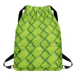 Green Bamboo Print Drawstring Backpack