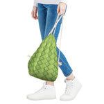 Green Bamboo Print Drawstring Bag