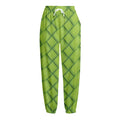 Green Bamboo Print Fleece Lined Knit Pants