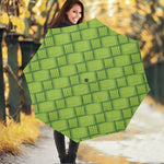 Green Bamboo Print Foldable Umbrella