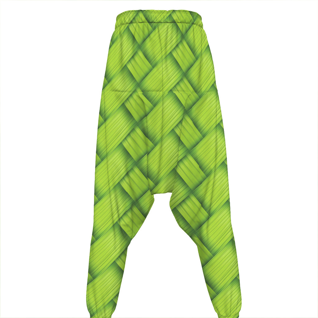 Green Bamboo Print Hammer Pants