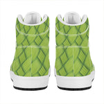 Green Bamboo Print High Top Leather Sneakers