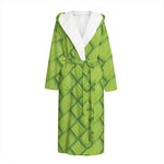 Green Bamboo Print Hooded Bathrobe