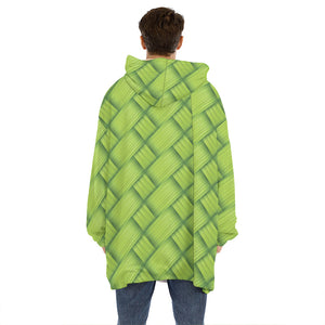 Green Bamboo Print Hoodie Blanket