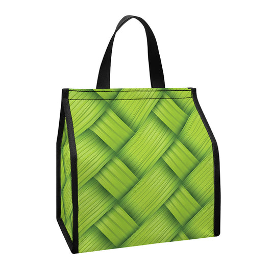 Green Bamboo Print Insulated Lunch Tote