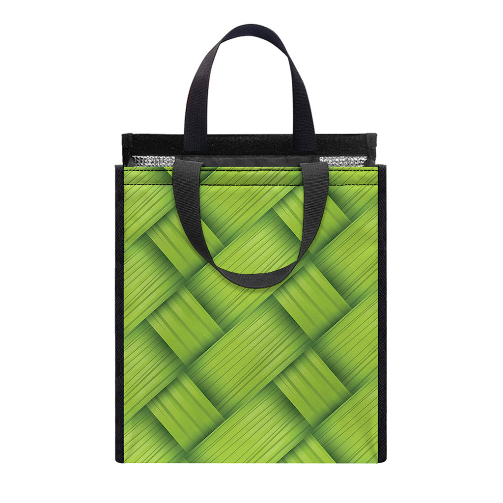 Green Bamboo Print Insulated Lunch Tote