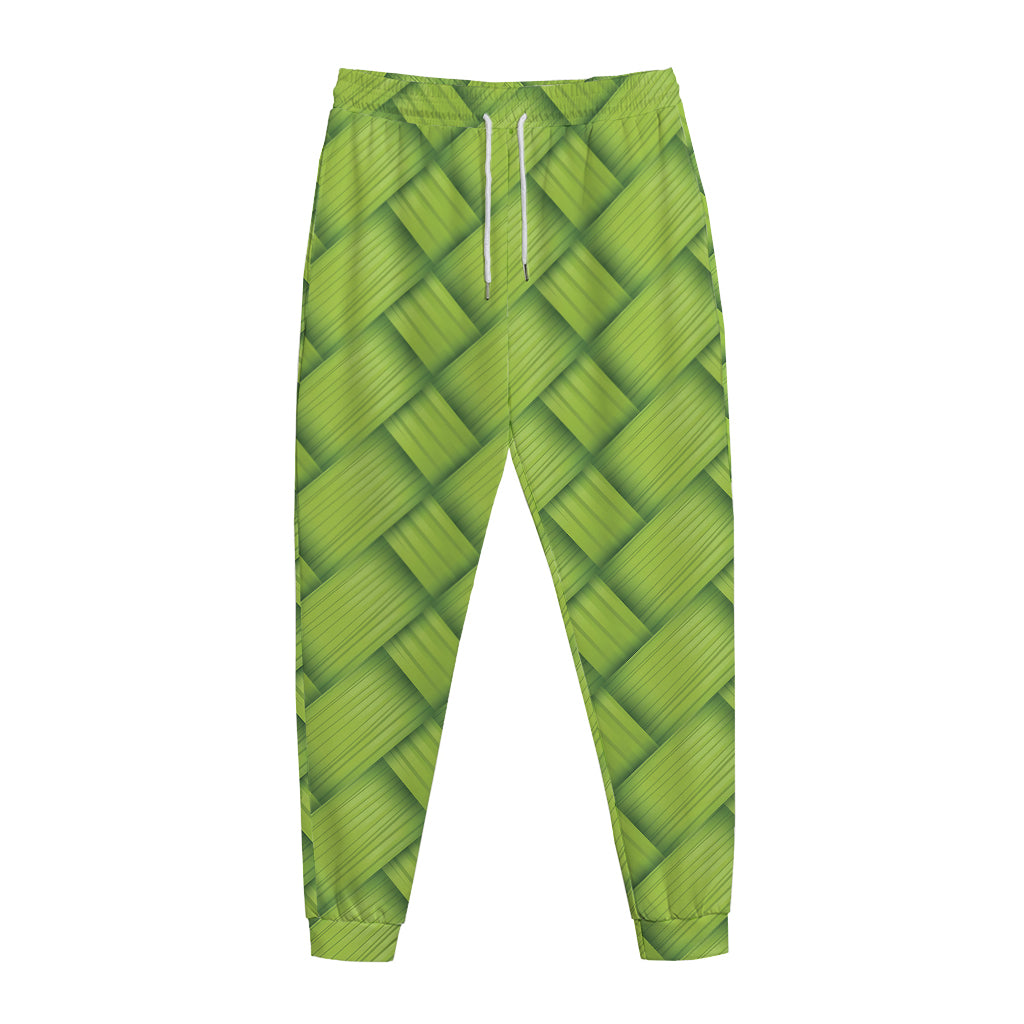 Green Bamboo Print Jogger Pants