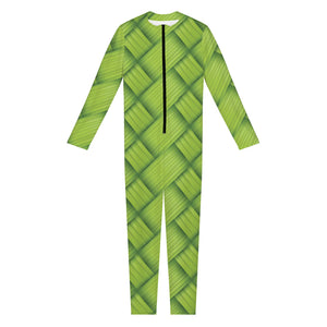 Green Bamboo Print Jumpsuit