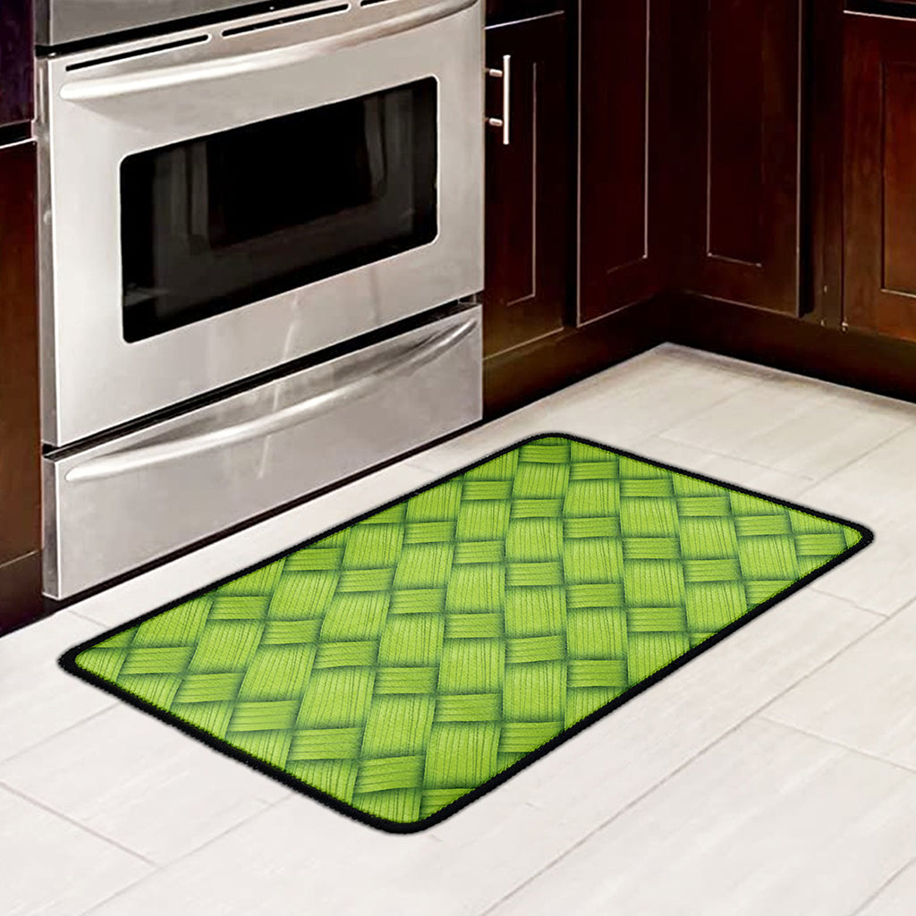 Green Bamboo Print Kitchen Mat