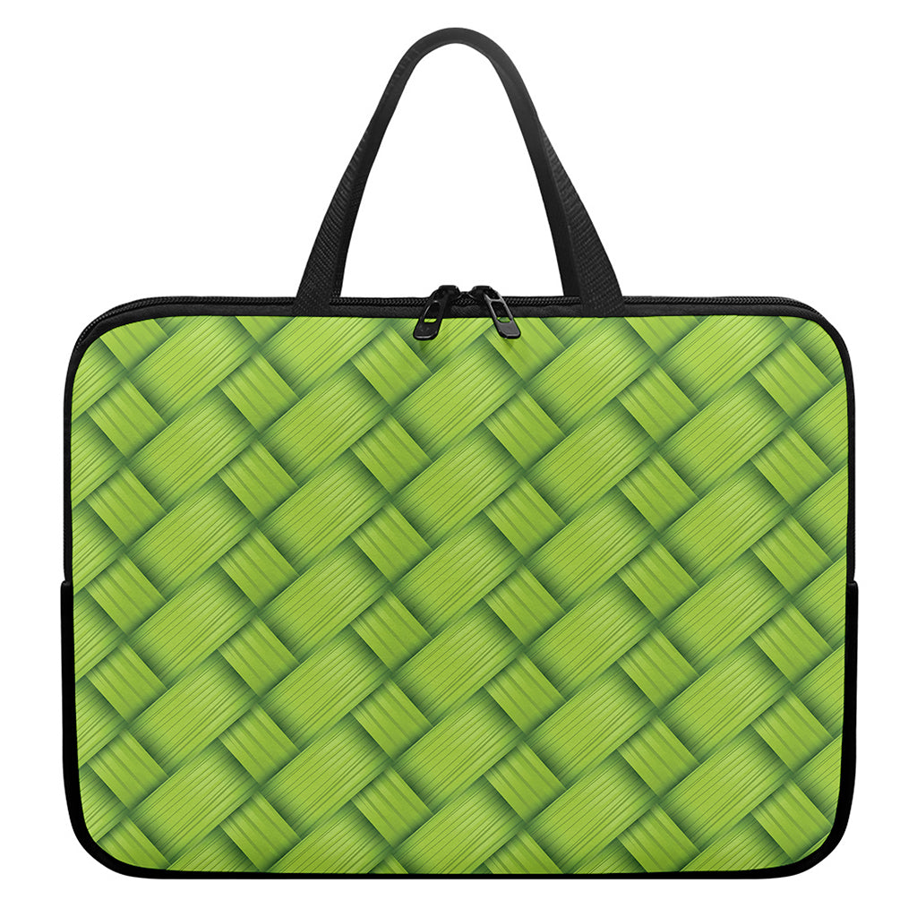 Green Bamboo Print Laptop Sleeve With Handle