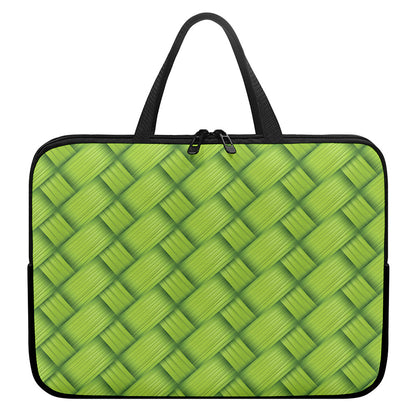 Green Bamboo Print Laptop Sleeve With Handle