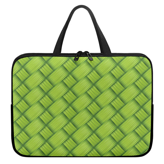 Green Bamboo Print Laptop Sleeve With Handle