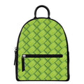 Green Bamboo Print Leather Backpack