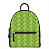 Green Bamboo Print Leather Backpack