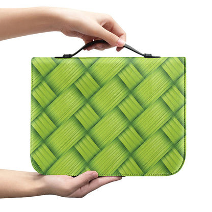 Green Bamboo Print Leather Bible Cover