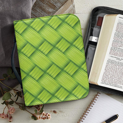 Green Bamboo Print Leather Bible Cover