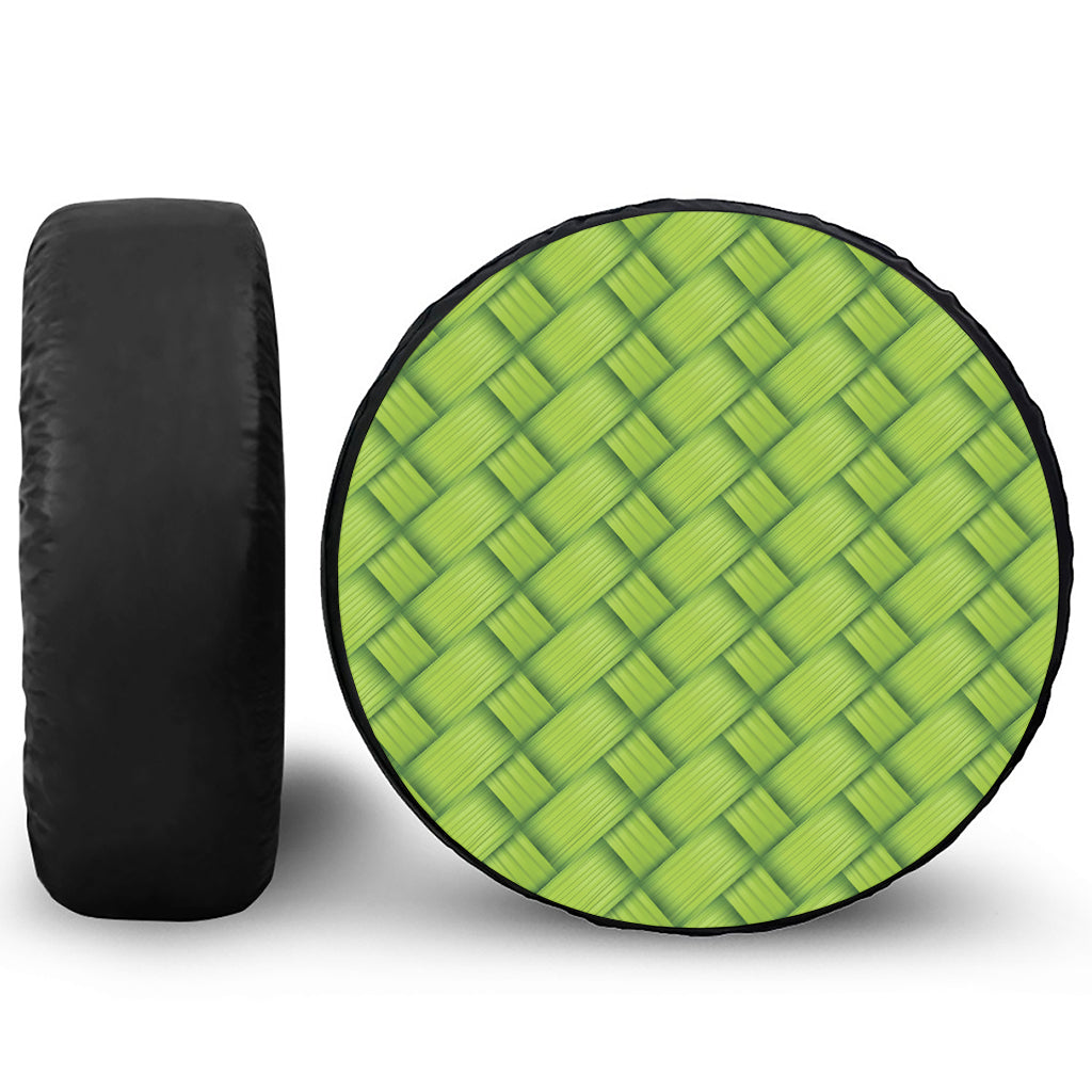 Green Bamboo Print Leather Spare Tire Cover