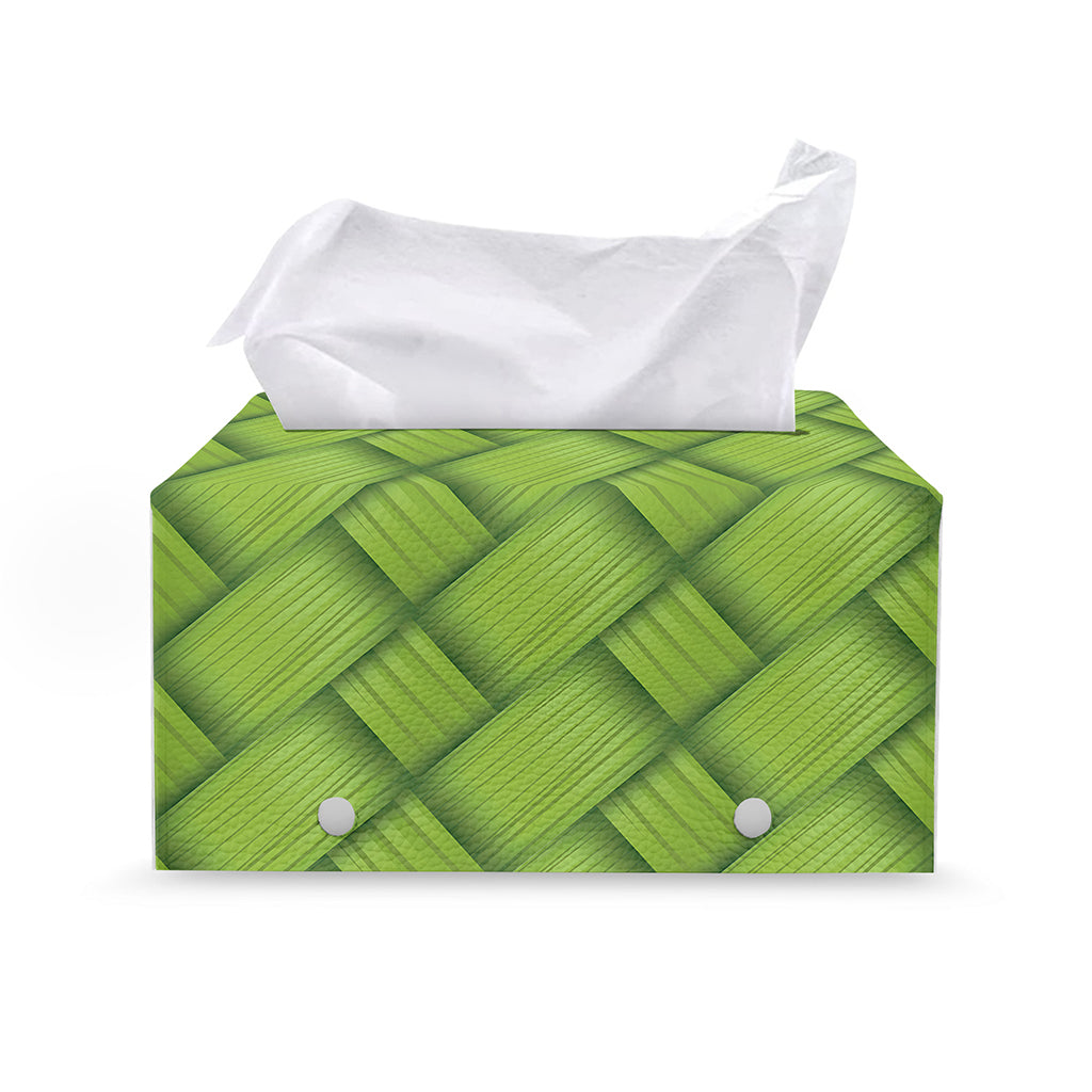 Green Bamboo Print Leather Tissue Box Cover