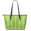 Green Bamboo Print Leather Tote Bag