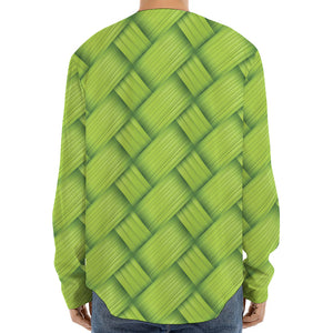 Green Bamboo Print Long Sleeve Baseball Jersey