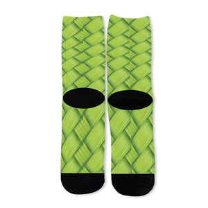 Green Bamboo Print Long Socks