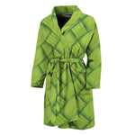 Green Bamboo Print Men's Bathrobe