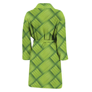 Green Bamboo Print Men's Bathrobe