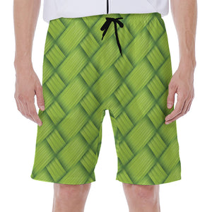 Green Bamboo Print Men's Beach Shorts