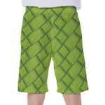 Green Bamboo Print Men's Beach Shorts