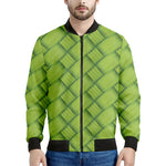 Green Bamboo Print Men's Bomber Jacket