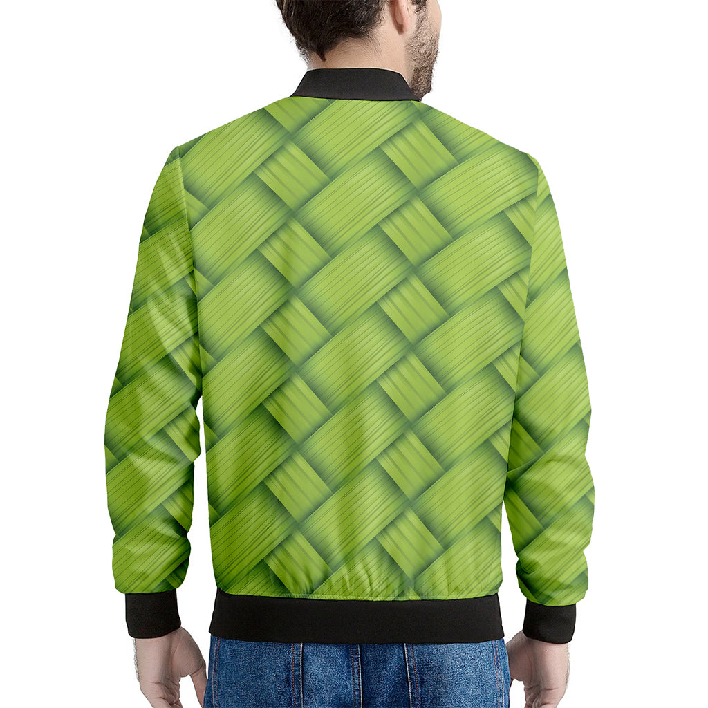 Green Bamboo Print Men's Bomber Jacket