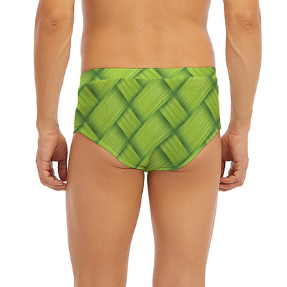 Green Bamboo Print Men's Briefs