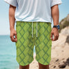 Green Bamboo Print Men's Cargo Shorts